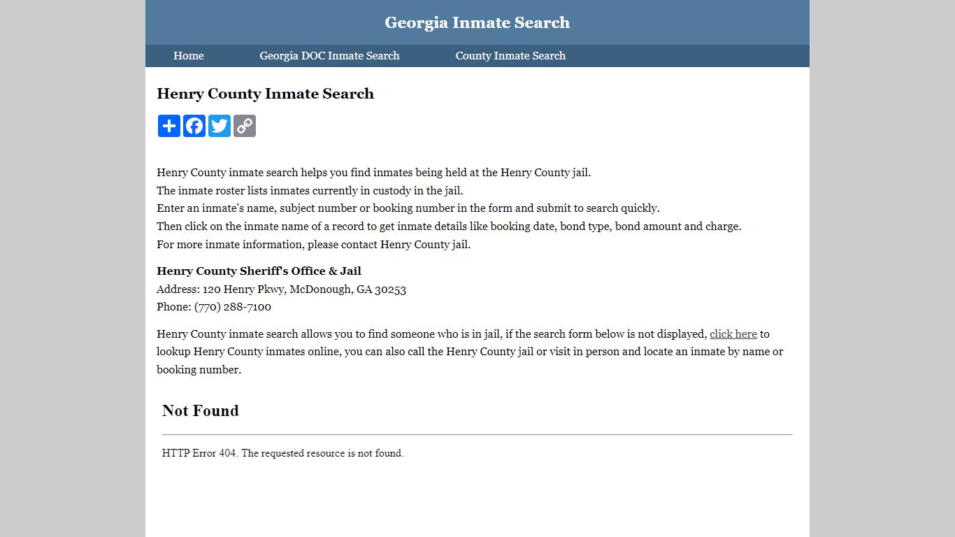 Henry County Inmate Search
